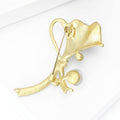 Matte Ginkgo Leaf Pearl Brooch Gold and Silver Tone view 4