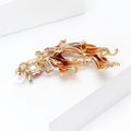 Enamel Goldfish Brooch Crystal Body Pearl Accent Pin view 4