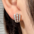Silver Clear CZ Double U Curve Stud Earrings Alloy view 2
