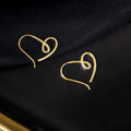 Minimal Wire Heart Hook Earrings in Four Metal Tones view 2