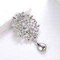 Flower Crystal Two Designs Metal Brooch Pin 7.7 x 4.5 cm view 3
