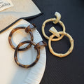 Brown and Cream Bamboo Look Round Statement Stud Earrings view 2