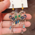 Ornate Blue and Multicolor Crystal Chandelier Earrings view 6