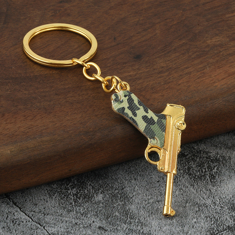 Mini Ruger P08 Alloy Pistol Model Keychain Pendant 5cm
