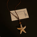 Ceramic Starfish Wood Bead Brown Cord Pendant Necklace view 6