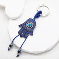 Silver Tone Hamsa and Turtle Evil Eye Split Ring Keychains view 2