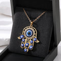 Gold and Silver Tone Openwork Hamsa Evil Eye Pendant Necklaces view 3