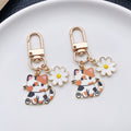 Calico Cat and White Daisy Enamel Clip Keychain Eight-Style Collection view 1