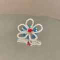 Three Mixed Beaded Rings In Pink Lavender Green Blue And White view 8