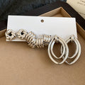 Silver Metal Knot Coil Double Hoop Earring 8 Piece Set view 6