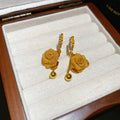 Gold Tone Heart Cuff and Floral Disc Drop Earrings view 7
