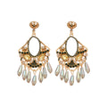 Antique Gold Tone Crystal Chandelier Drop Earrings view 5