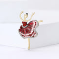 Ballerina Brooch with Blue or Red Enamel Crystal Skirt view 4
