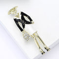Wide Brim Hat Woman Brooch With Black Jacket and Crystal Bag view 3
