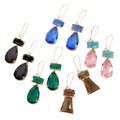 Dual Stone Geometric Crystal Dangle Earrings 5 Color Styles view 5