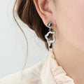 Irregular Open Frame Drop Earrings Black Enamel Crystal view 7