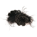 Black Satin Rose Feather Claw Clip Rhinestone Flower Clip view 5