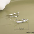 Silver Tone Double Curve Clear Stone Ear Climber Earrings view 5