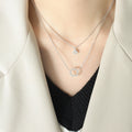 Gold Steel Rose Double Layer Smiley Sun Pendant Necklace view 6