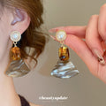 Geometric Resin Drop Earrings in Triangle and Diamond Shapes view 3