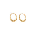 Gold and Silver Irregular Oval Medium Huggie Hoop Earrings view 5
