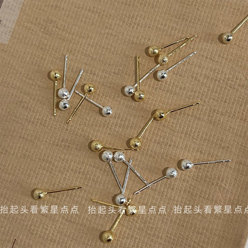 Gold Frosted Sand Texture Mini Ball Stud Earrings Pair