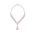 Pink Crystal Flower Teardrop Necklace and Earring Set view 5