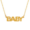 Gold BABY Letter Pendant Fine Cable Chain Necklace view 5