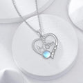 Silver Tone Mom Heart Pendant Necklace With Blue Round Stone view 2