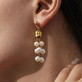 Gold Bell Cap Grape Cluster Earrings Green Stone Pearl view 4