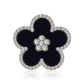 Enamel Rhinestone Five Petal Flower Brooch Metal Pin