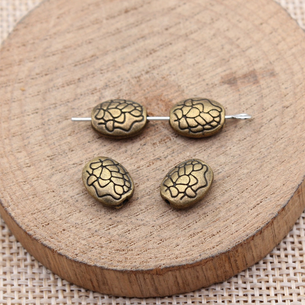 10x8.1x4mm 1.05g Multicolor Zinc Alloy Double Sided Pattern Oval Spacer Beads for Handmade Jewelry Making