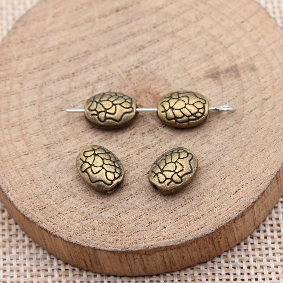 10x8.1x4mm 1.05g Multicolor Zinc Alloy Double Sided Pattern Oval Spacer Beads for Handmade Jewelry Making