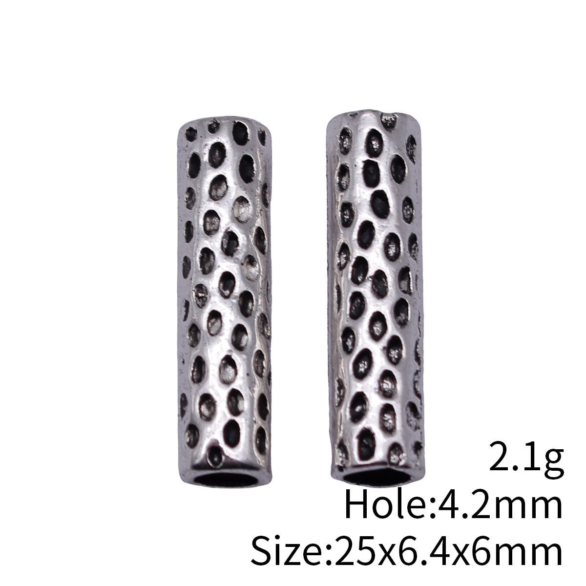 25x6.4x6mm 2.1g Multicolor Zinc Alloy Irregular Texture Tube Spacer Beads for Dreadlock Hair Jewelry