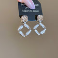 Pearl and Open Square Drop Earrings in Two Finishes view 6