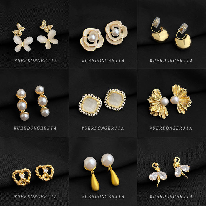 Gold Double Layer Mosquito Coil Clip Earrings Charm Mix