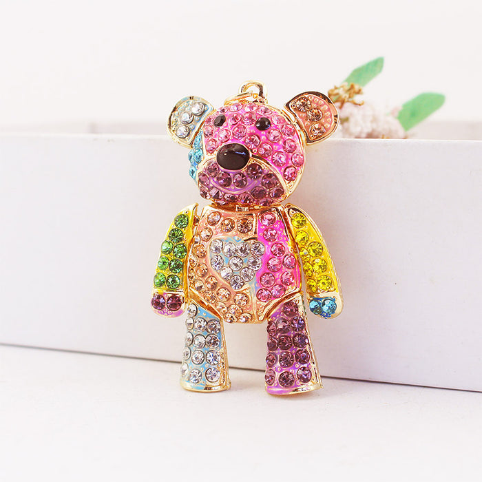 Colorful Cute Bear Keychain, Animal Car Key Ring and Bag Charm