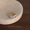 Gold Tone Irregular Mosaic Open Rings In White And Multicolor Styles view 3