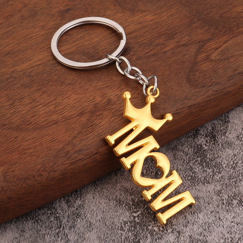 MOM DAD Letter Metal Keychain Mother Father Day Gift Pendant