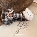 Plaid Fabric Bow Bear Hair Claw Clips Three Colors view 4