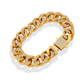 Double Row Pave Zircon Cuban Link Bracelet Gold Steel view 5