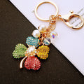 Pearl Crystal Clover Keychains with Fortune Cords and Loose Heart Loops view 7