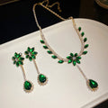Flower Teardrop Zircon Necklace Earring Set 5 Colors view 9