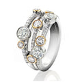 Floating Round Stone Multi-Row Ring In Three Metal Finishes view 5