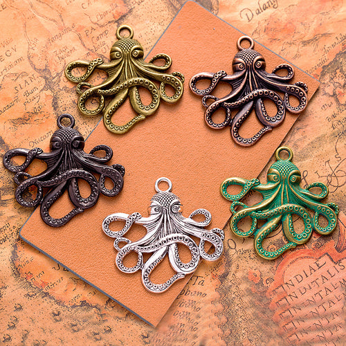 Group view of the large detailed octopus in pictured finishes