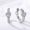 Heart Pave CZ Huggie Hoop Earrings Silver Rose Gold view 3