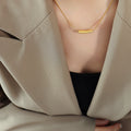 Gold Steel Arc And Irregular Bar Pendant Snake Necklaces view 6