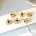 Champagne Clear Flower Mini Hair Claw With Layered Petals view 3