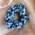 Blue Evil Eye Printed Satin Scrunchie Hair Accessory view 4