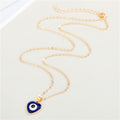 Gold Tone Heart Enamel Evil Eye Pendant Necklaces in Three Colors view 5